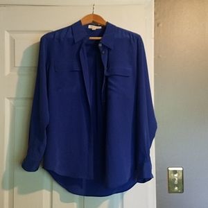 100% Silk Utility Button Down Blouse